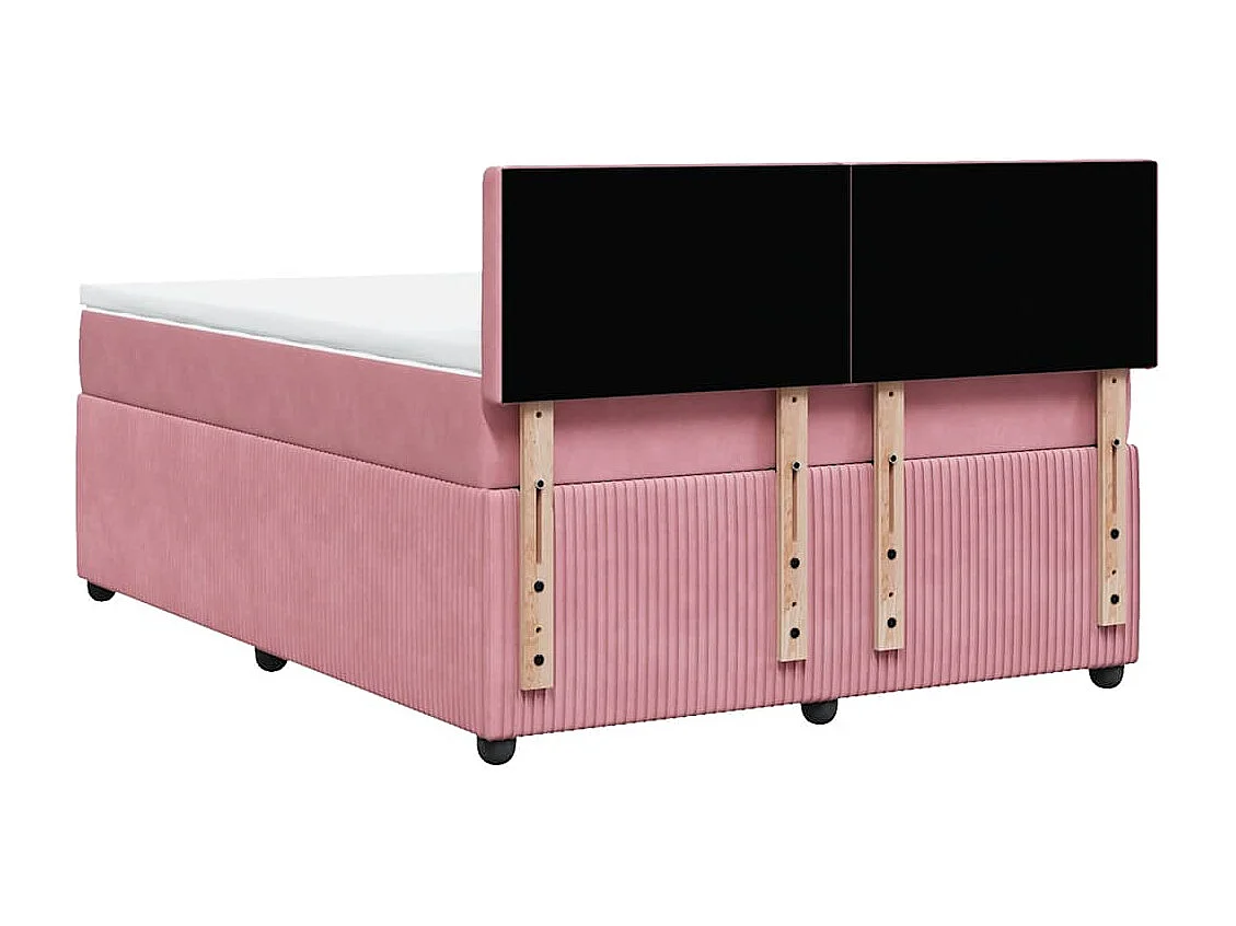 Giroletto a Molle con Materasso Rosa 140x200 cm in Velluto