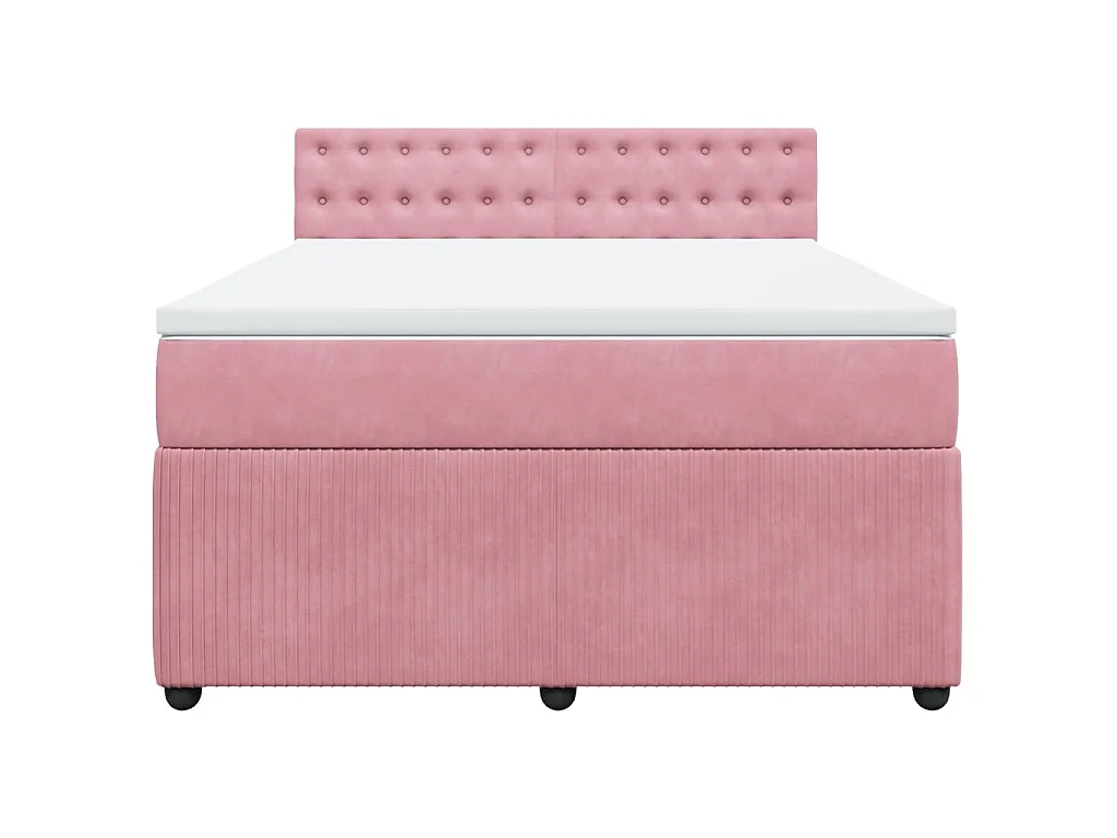 Cama box spring con colchón terciopelo rosa 140x200 cm