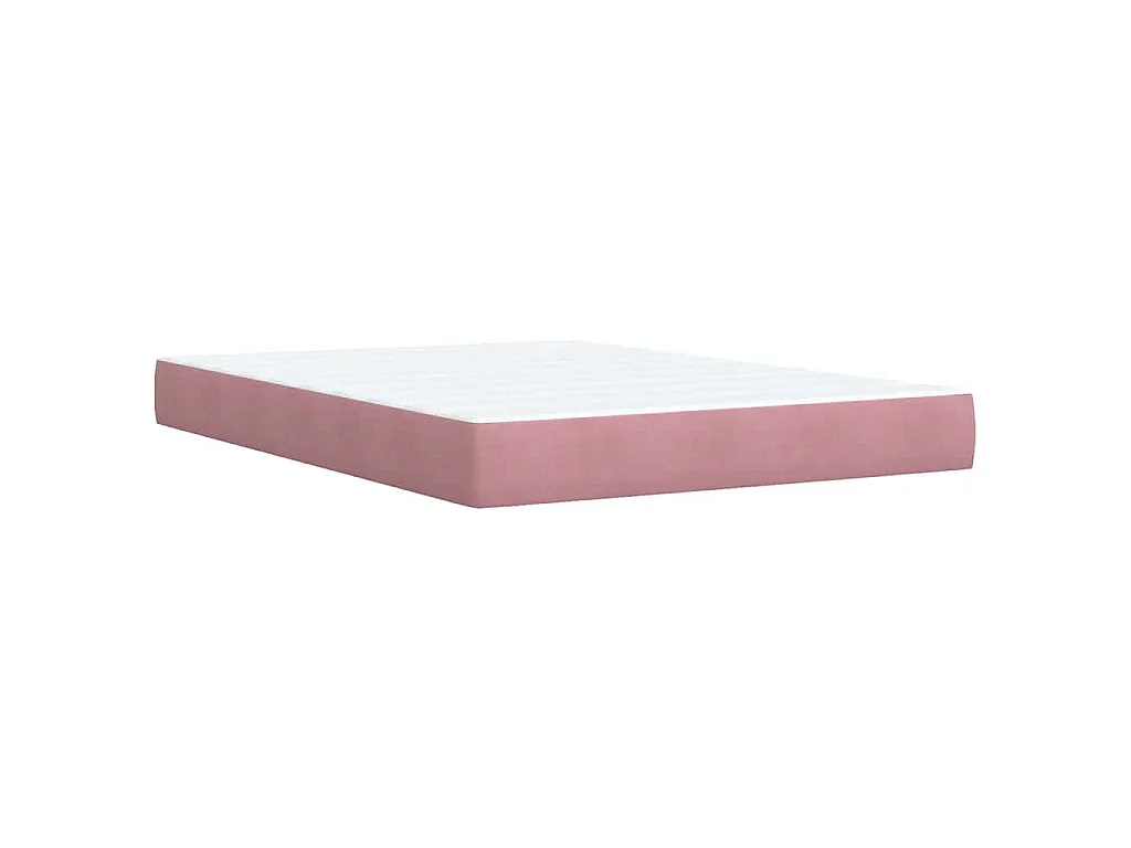 Cama box spring con colchón terciopelo rosa 140x200 cm