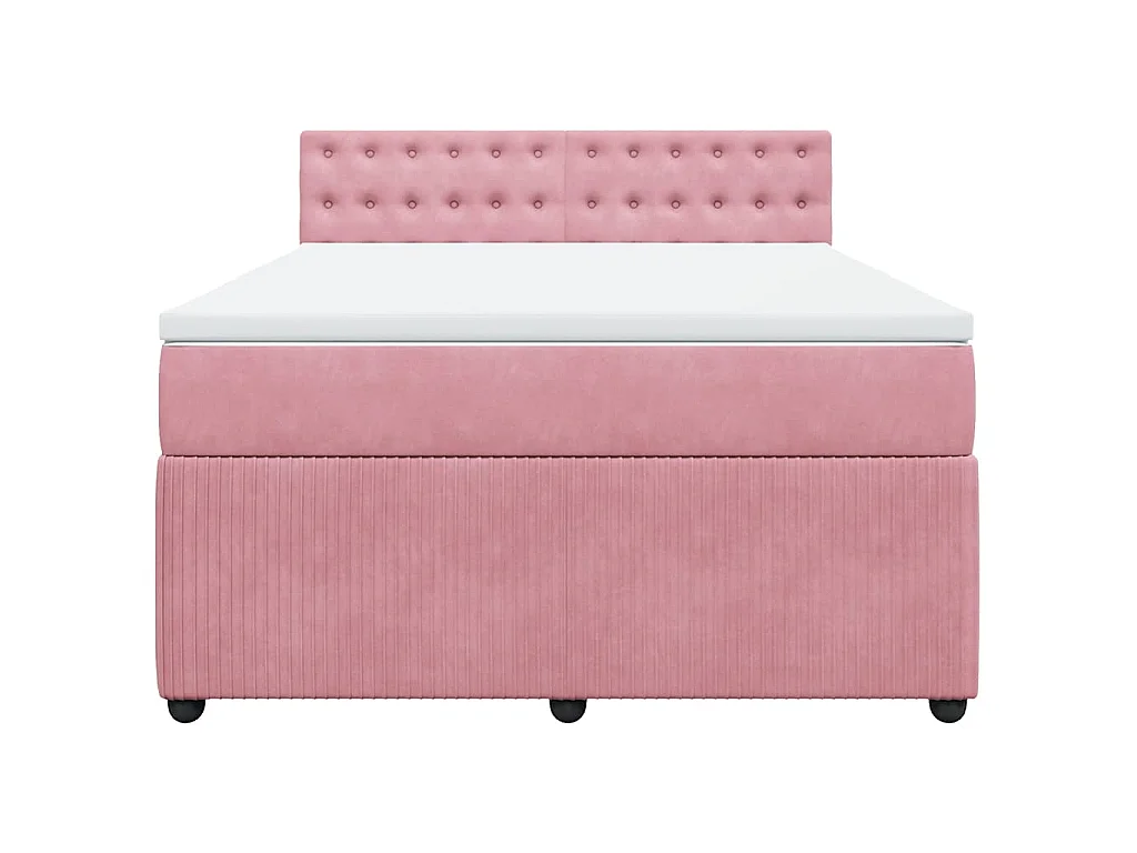 Boxspring met matras fluweel roze 140x200 cm