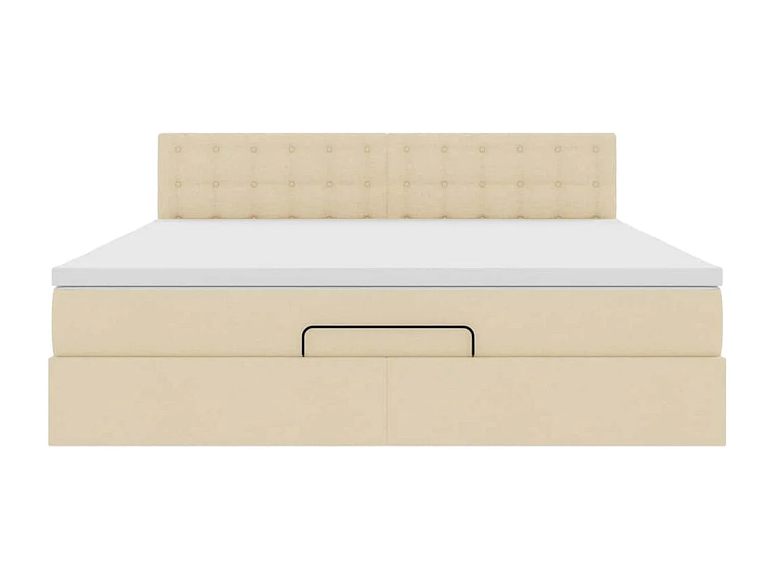 Ottoman-Bett mit Matratze & LEDs Creme 160x200 cm Stoff