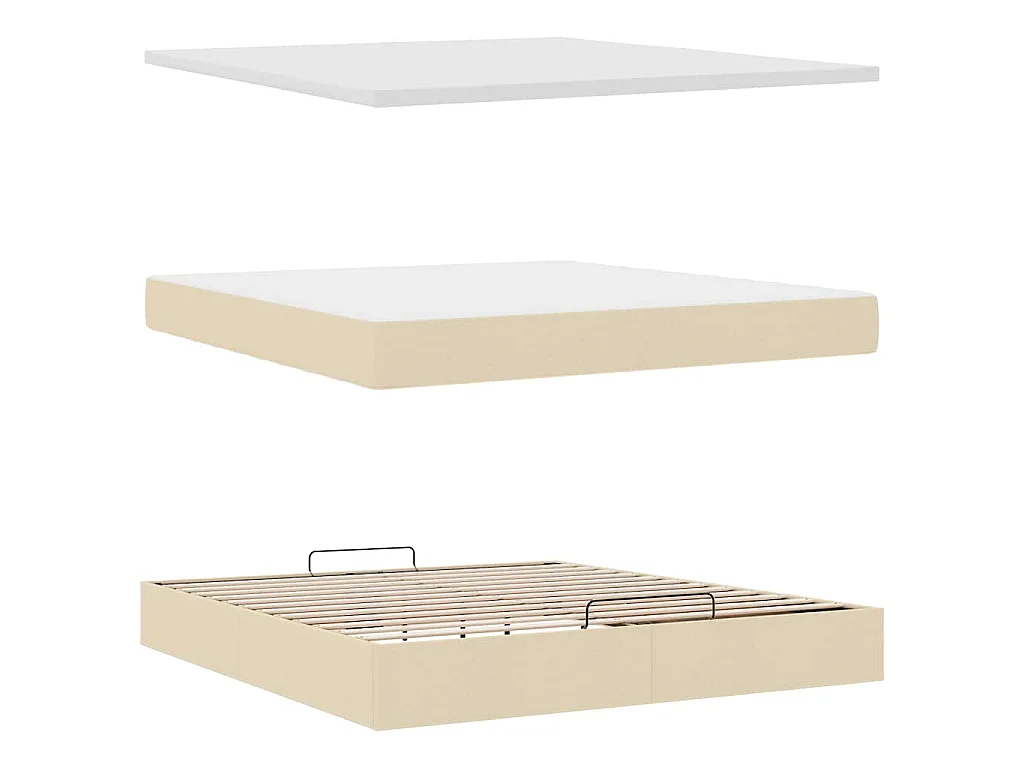 Ottoman-Bett mit Matratze & LEDs Creme 160x200 cm Stoff