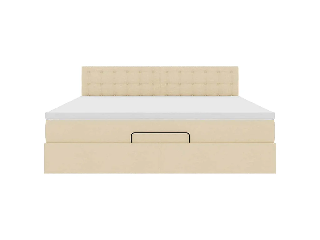 Cadre de lit ottoman avec matelas crème 160x200 cm tissu