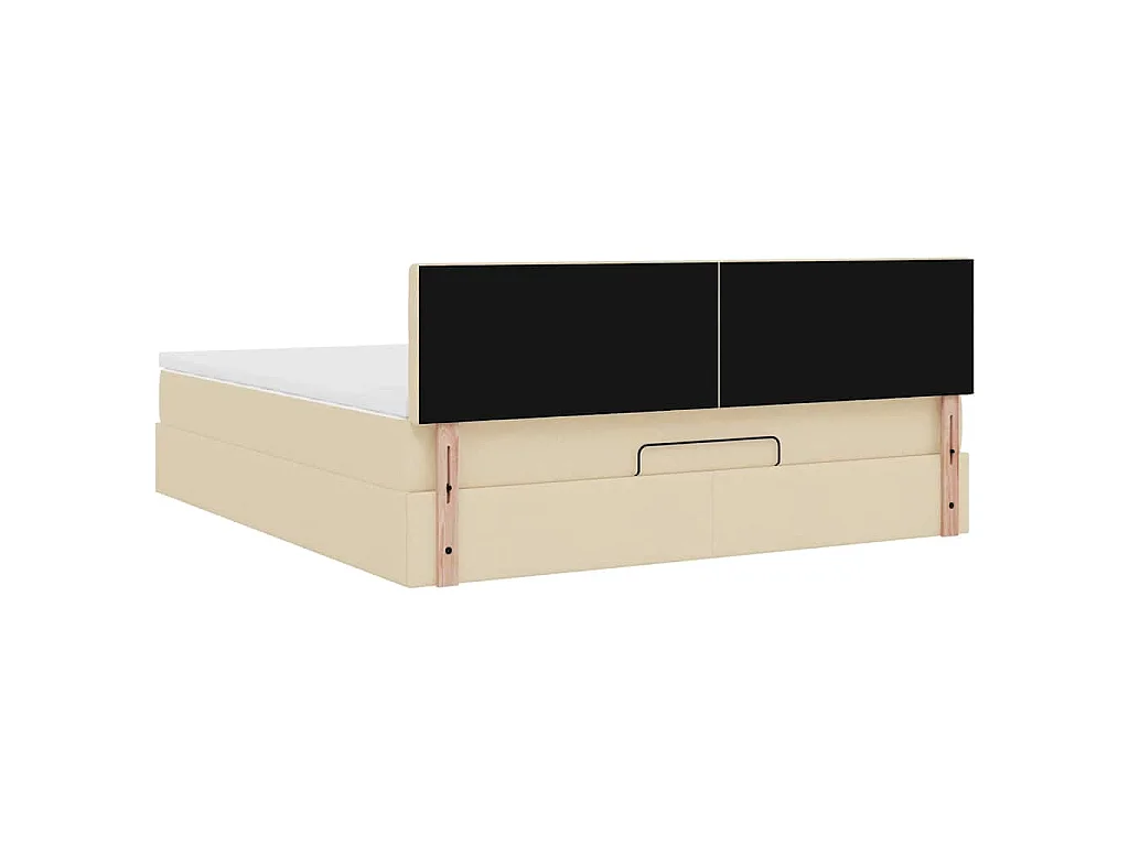 Estructura de cama otomana con colchón tela crema 160x200cm