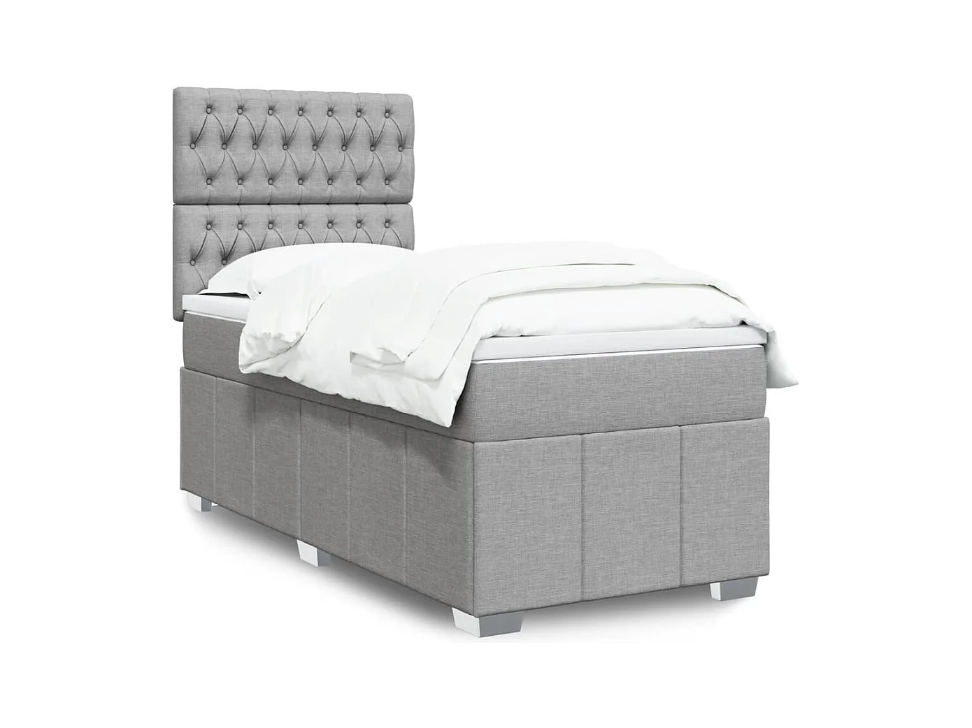 Sommier à lattes de lit avec matelas Gris clair 100x200cm Tissu