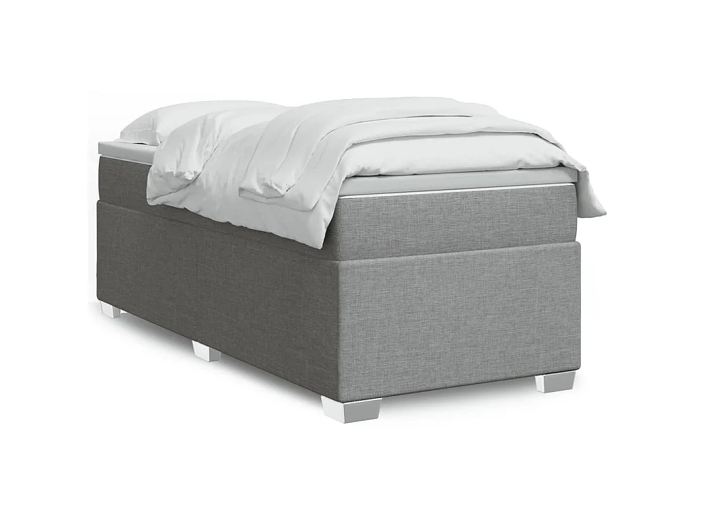 Sommier à lattes de lit avec matelas Gris clair 100x200cm Tissu