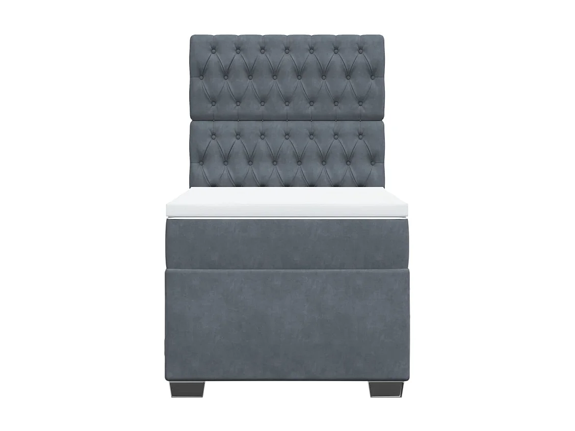 Sommier à lattes de lit et matelas Gris foncé 90x200 cm Velours