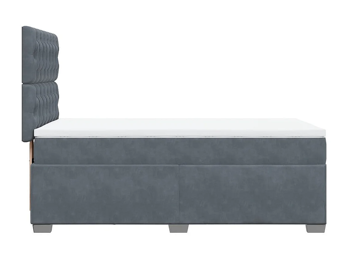 Cama box spring con colchón terciopelo gris oscuro 90x200 cm