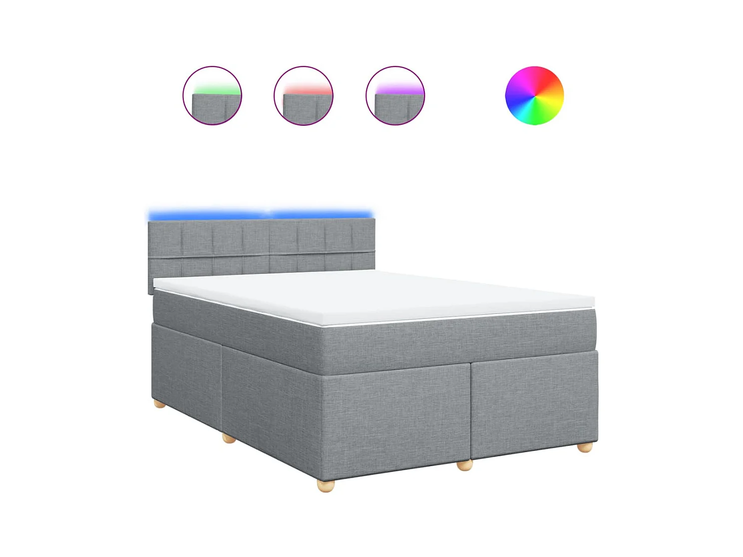 Boxspringbett mit Matratze Hellgrau 140x200 cm Stoff