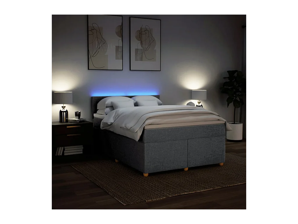 Boxspringbett mit Matratze Hellgrau 140x200 cm Stoff