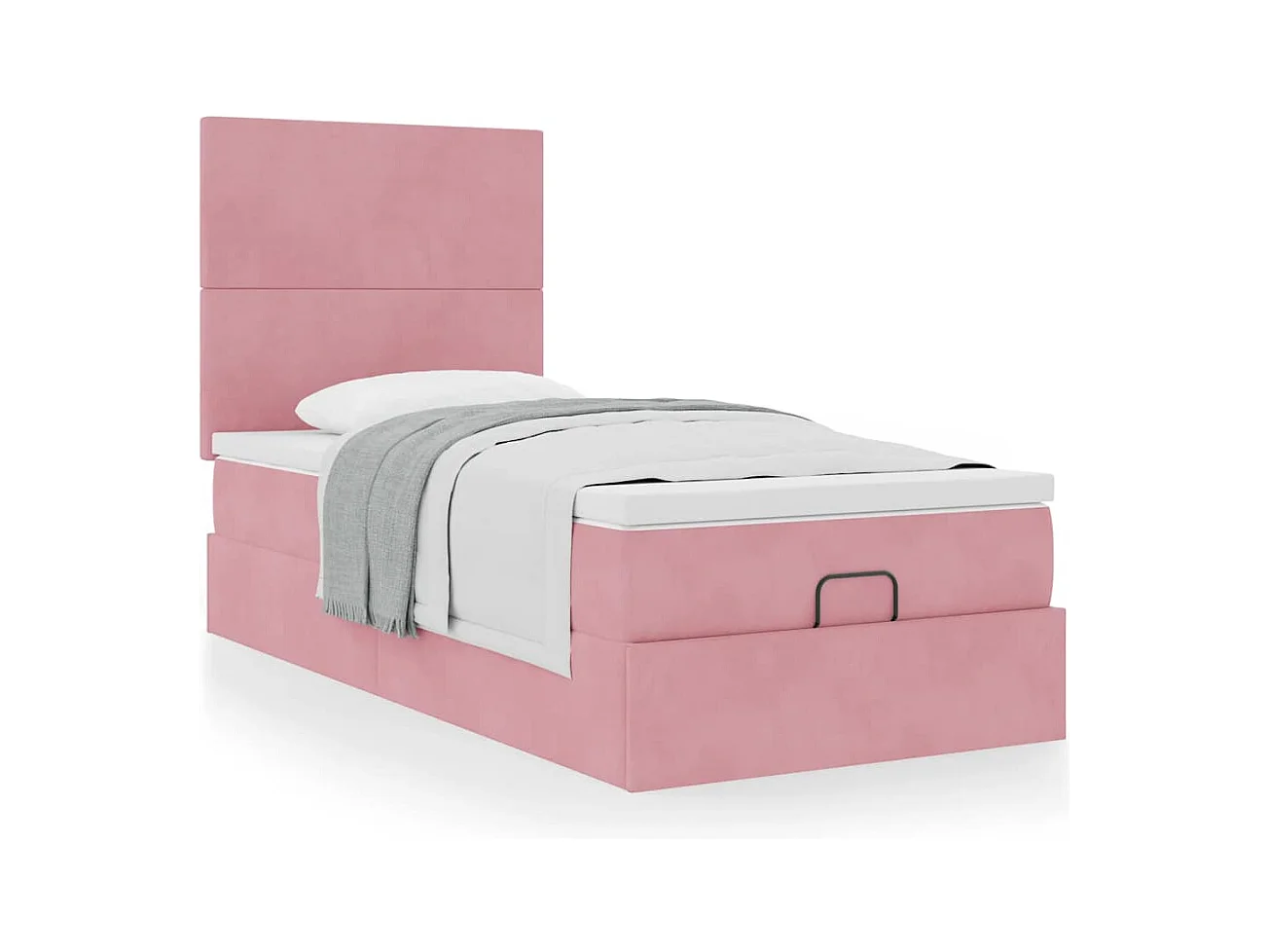 Cadre de lit ottoman avec matelas rose 90x190 cm velours