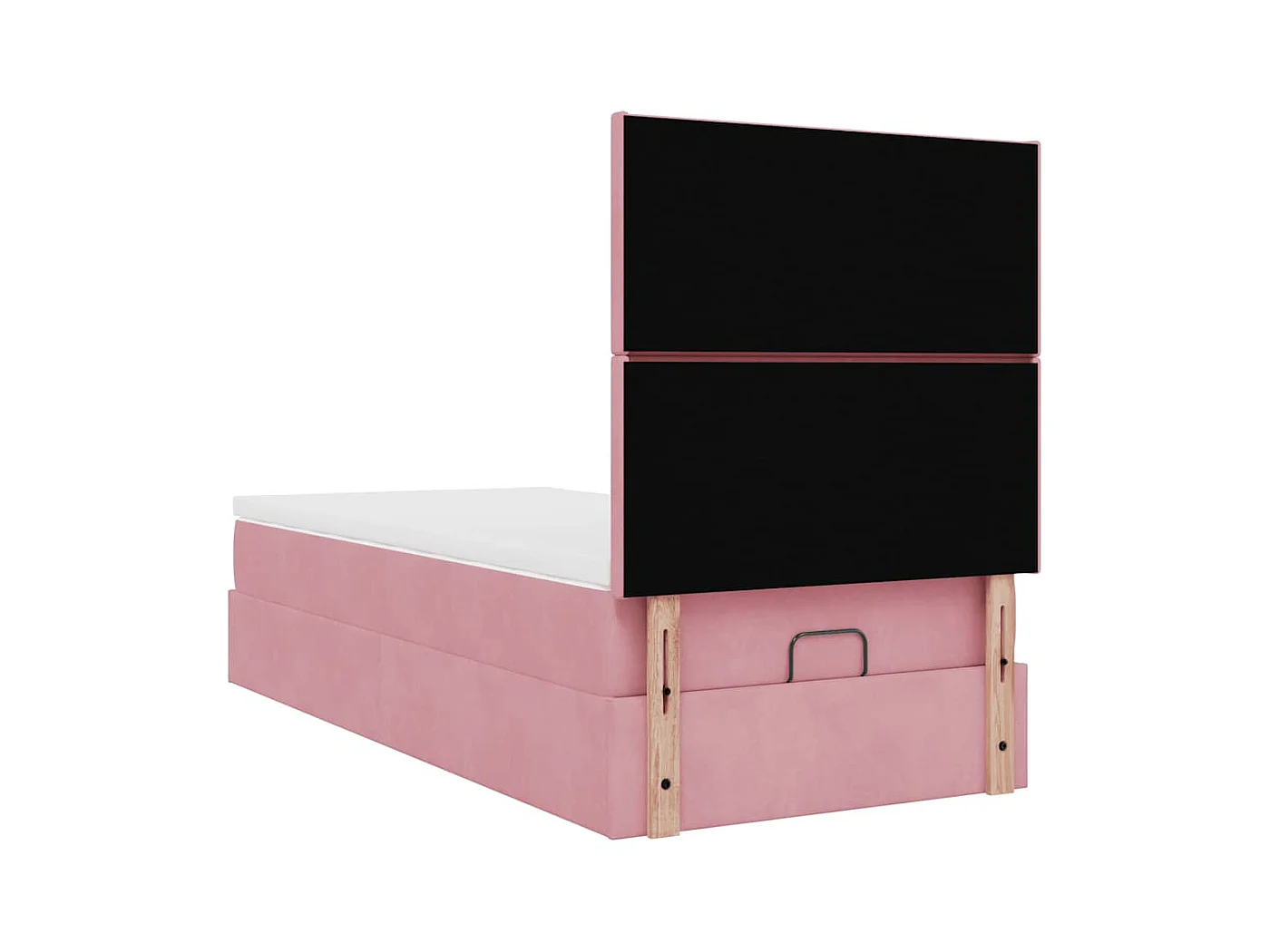 Cadre de lit ottoman avec matelas rose 90x190 cm velours