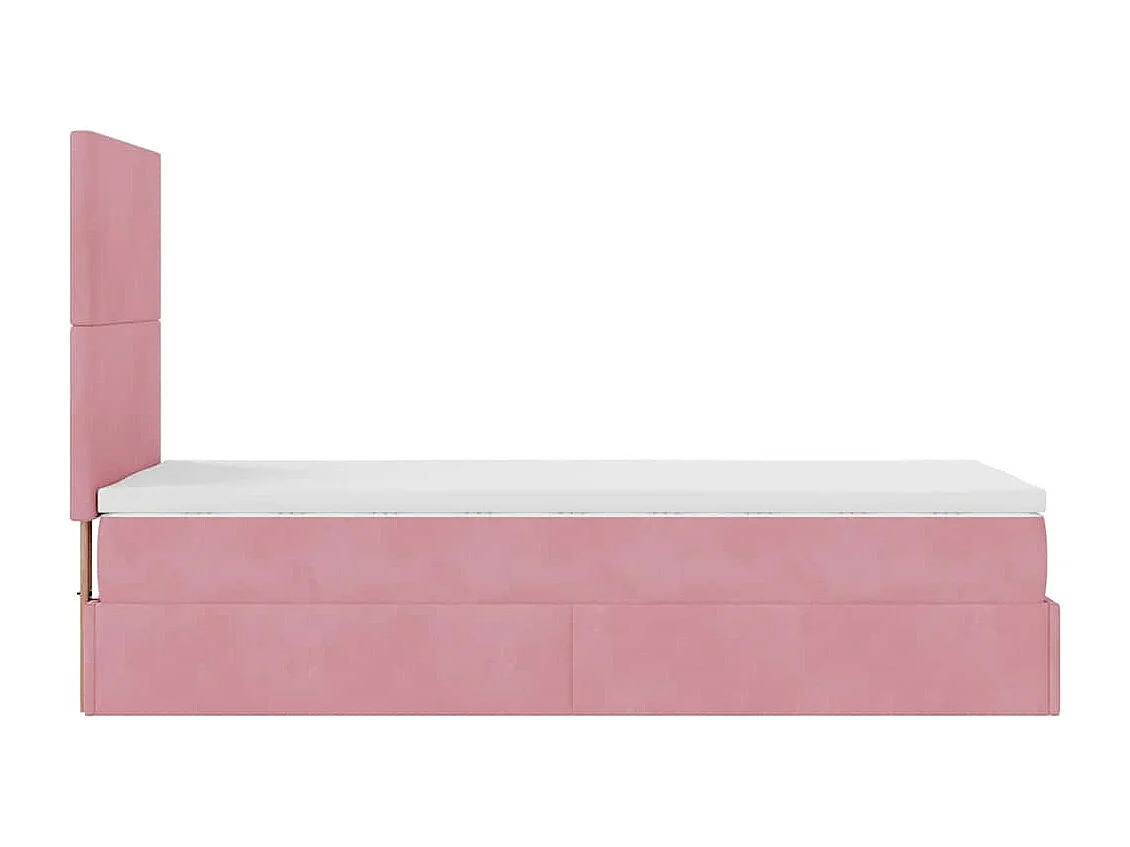 Cadre de lit ottoman avec matelas rose 90x190 cm velours