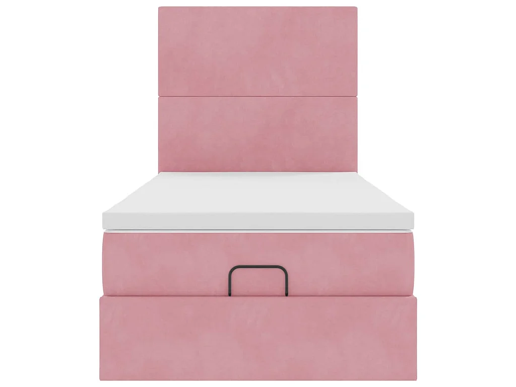 Cadre de lit ottoman avec matelas rose 90x190 cm velours