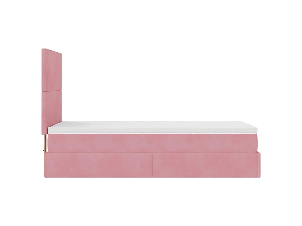 Cadre de lit ottoman avec matelas rose 90x190 cm velours