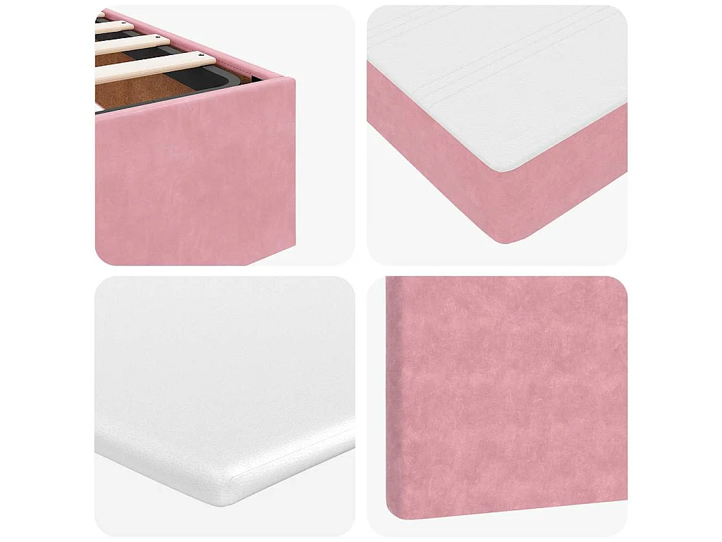 Cadre de lit ottoman avec matelas rose 90x190 cm velours