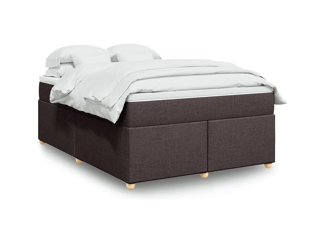Cama box spring con colchón tela marrón oscuro 140x200 cm