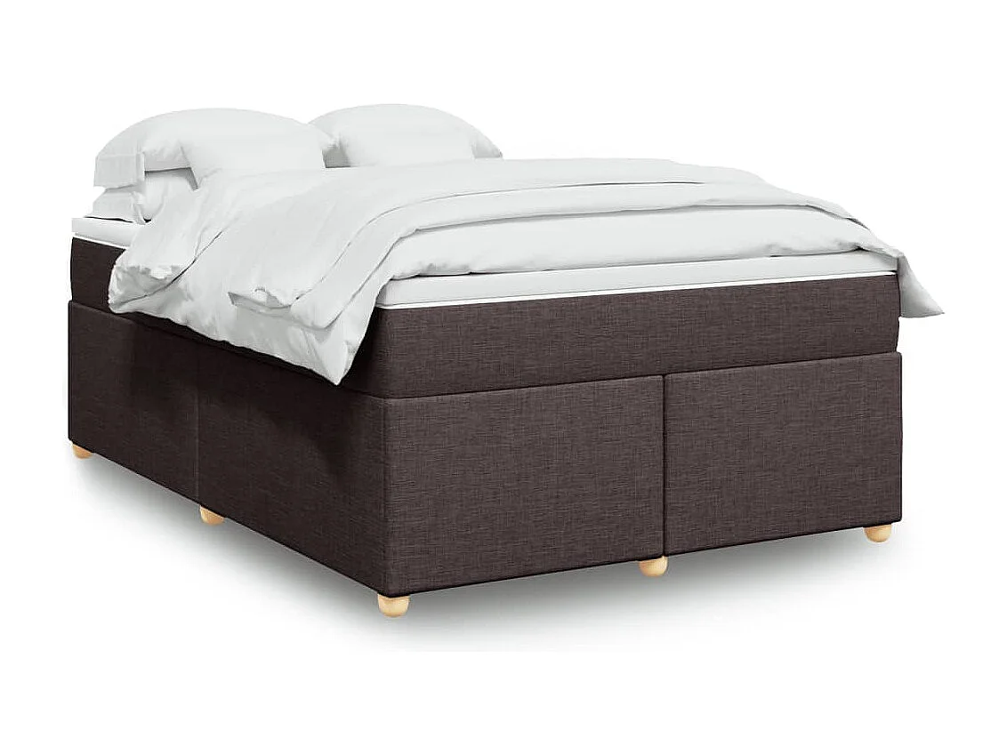 Boxspring met matras stof donkerbruin 140x200 cm