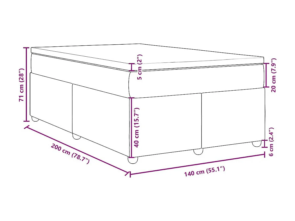 Boxspring met matras stof donkerbruin 140x200 cm