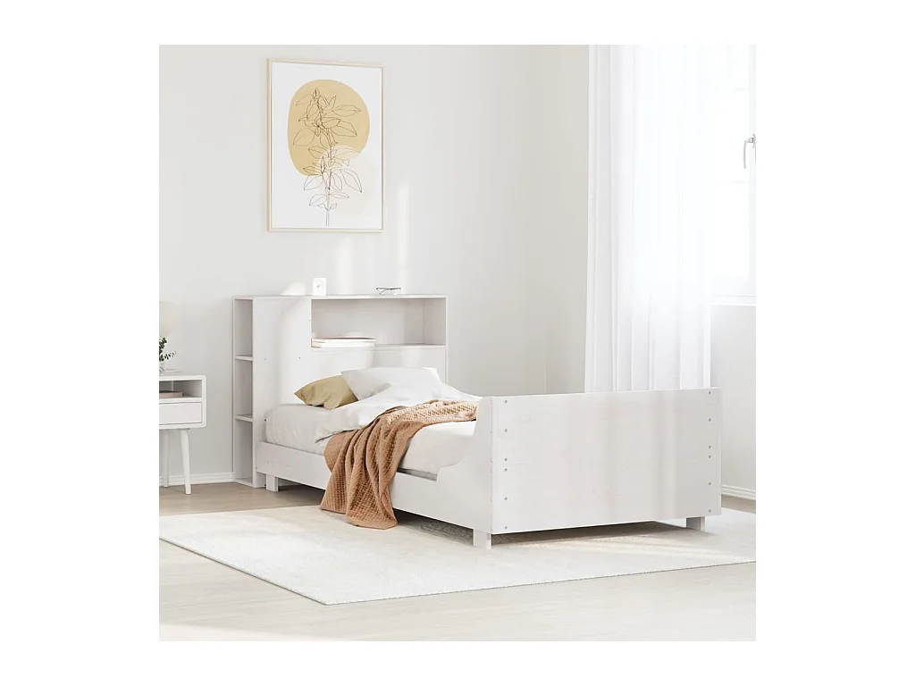 Cadre de lit sans matelas blanc 100x200 cm bois de pin massif