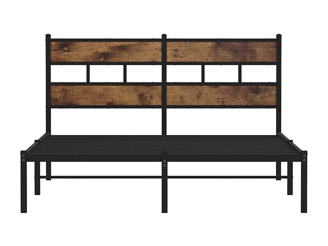 Estructura de cama sin colchón metal roble ahumado 160x200 cm