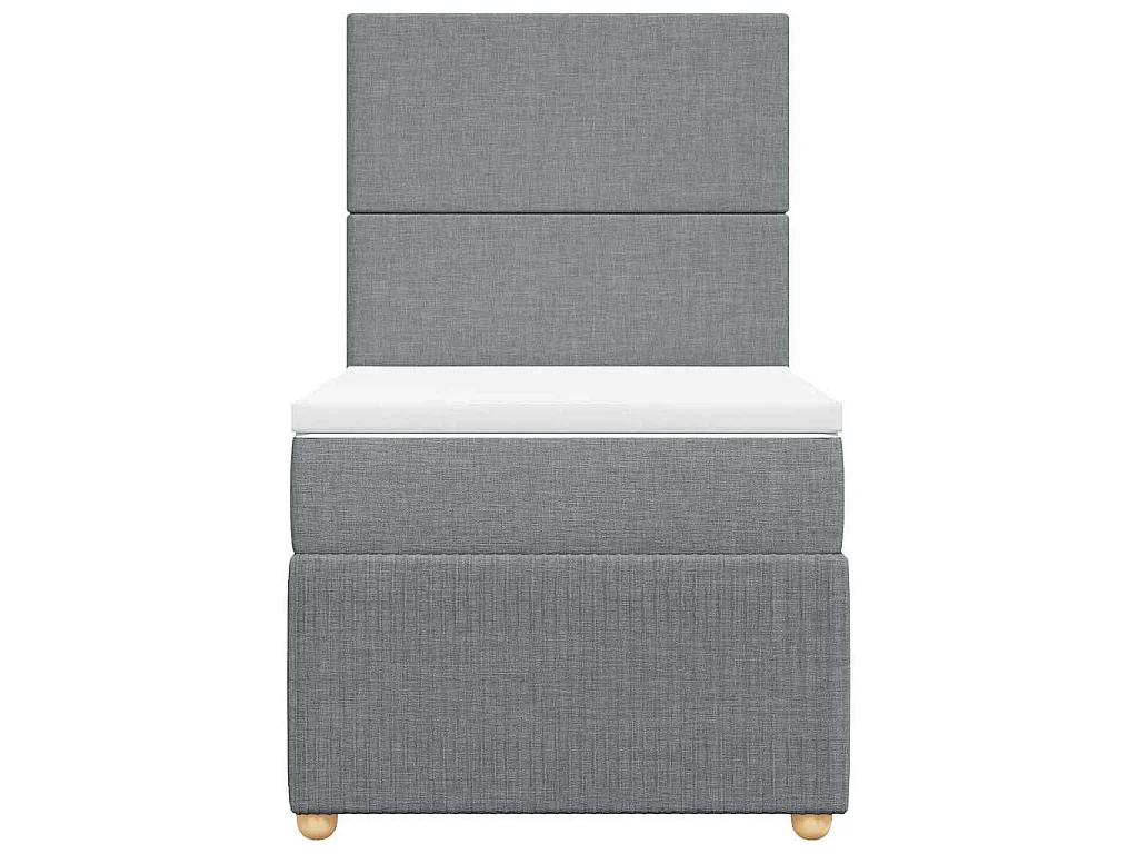 Cama box spring con colchón tela gris claro 100x200 cm