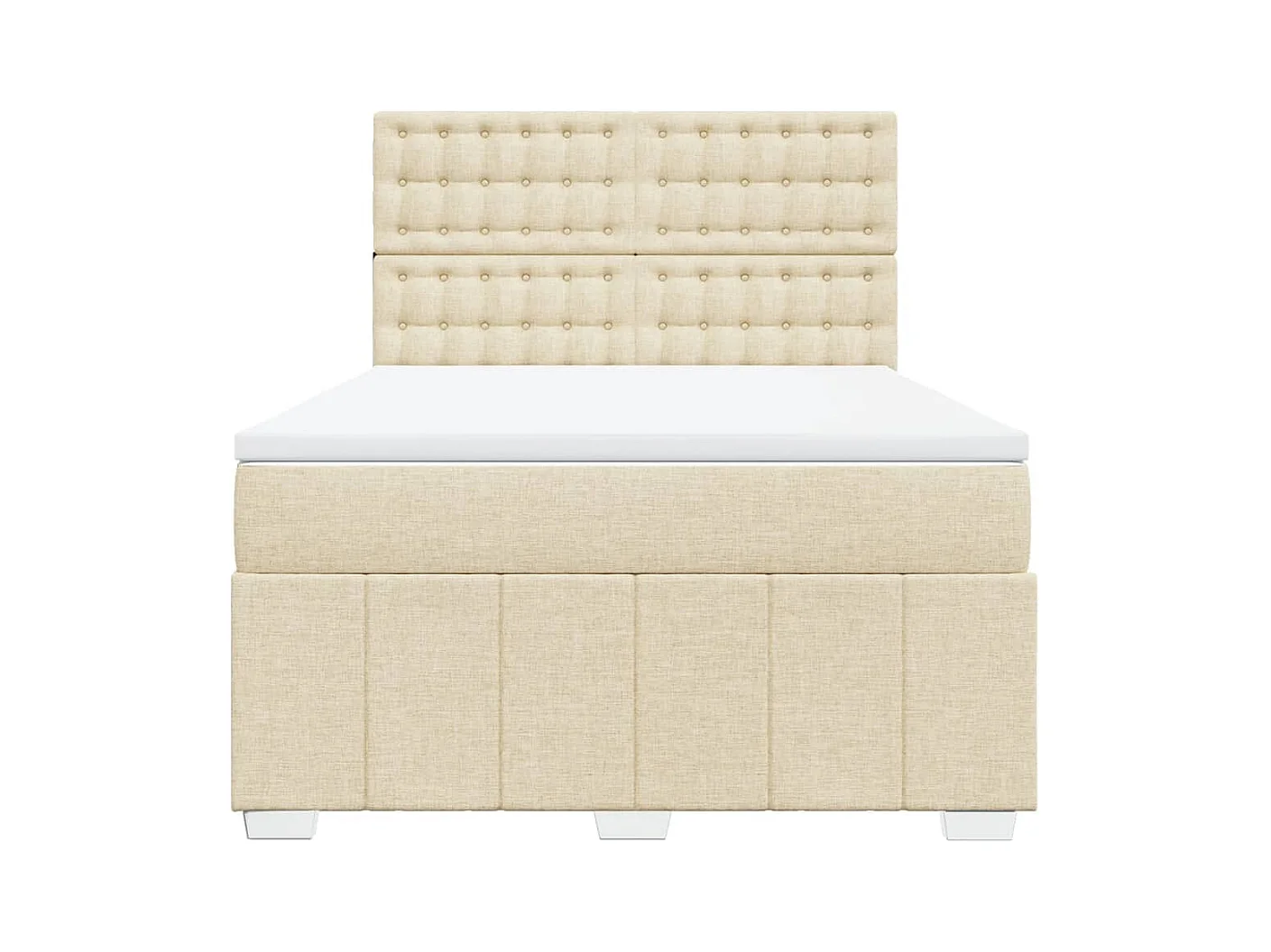 Sommier à lattes de lit avec matelas Crème 160x200 cm Tissu
