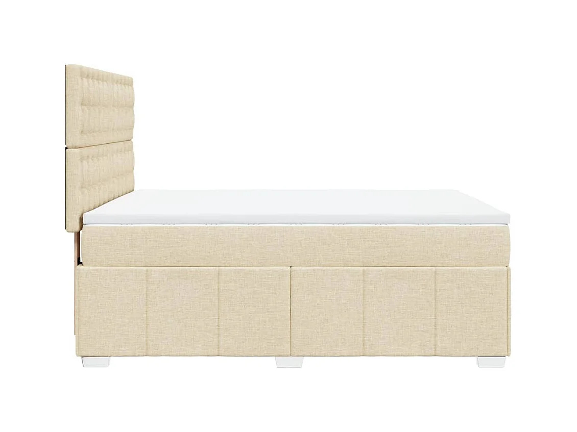 Sommier à lattes de lit avec matelas Crème 160x200 cm Tissu