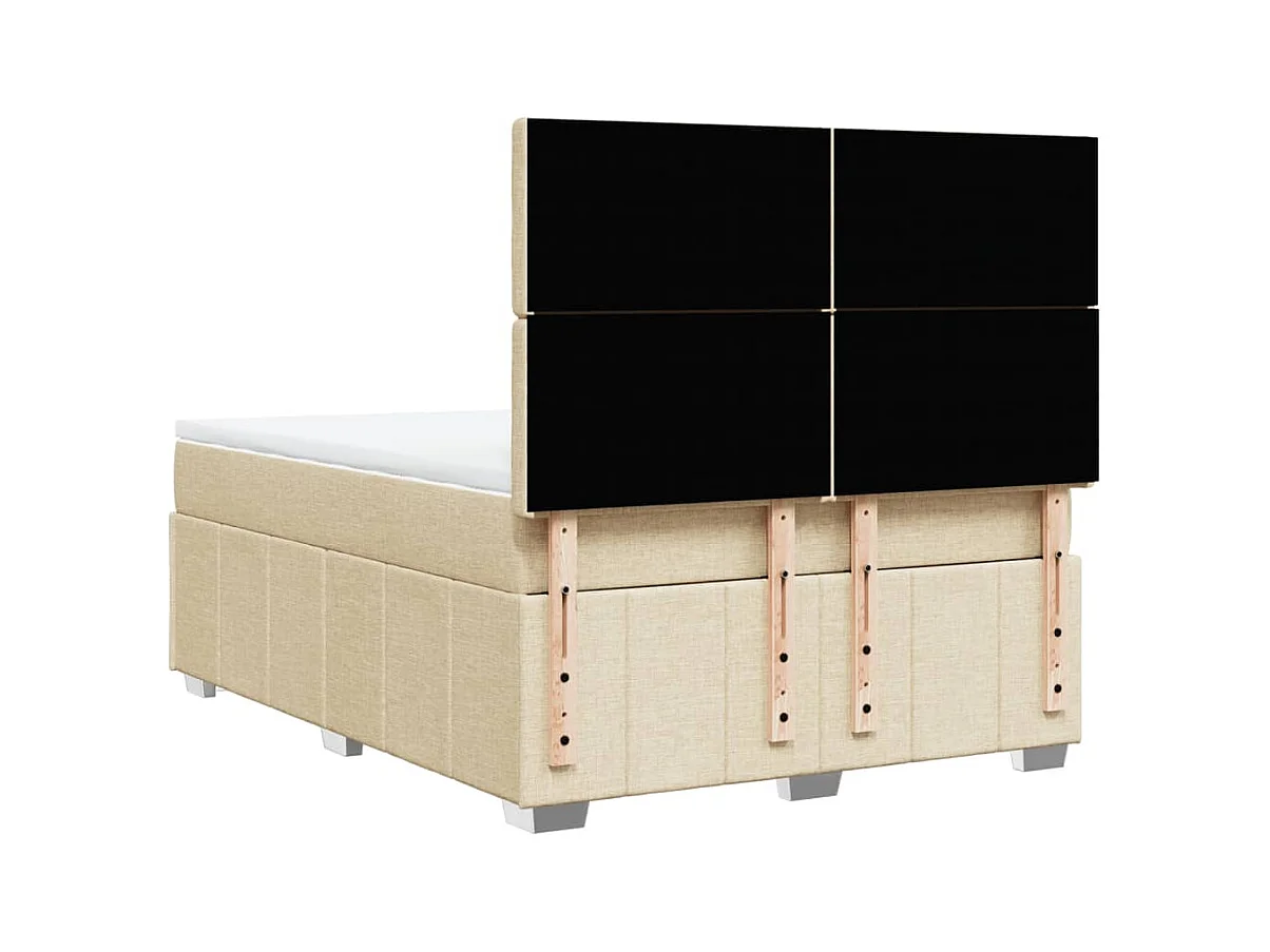 Sommier à lattes de lit avec matelas Crème 160x200 cm Tissu