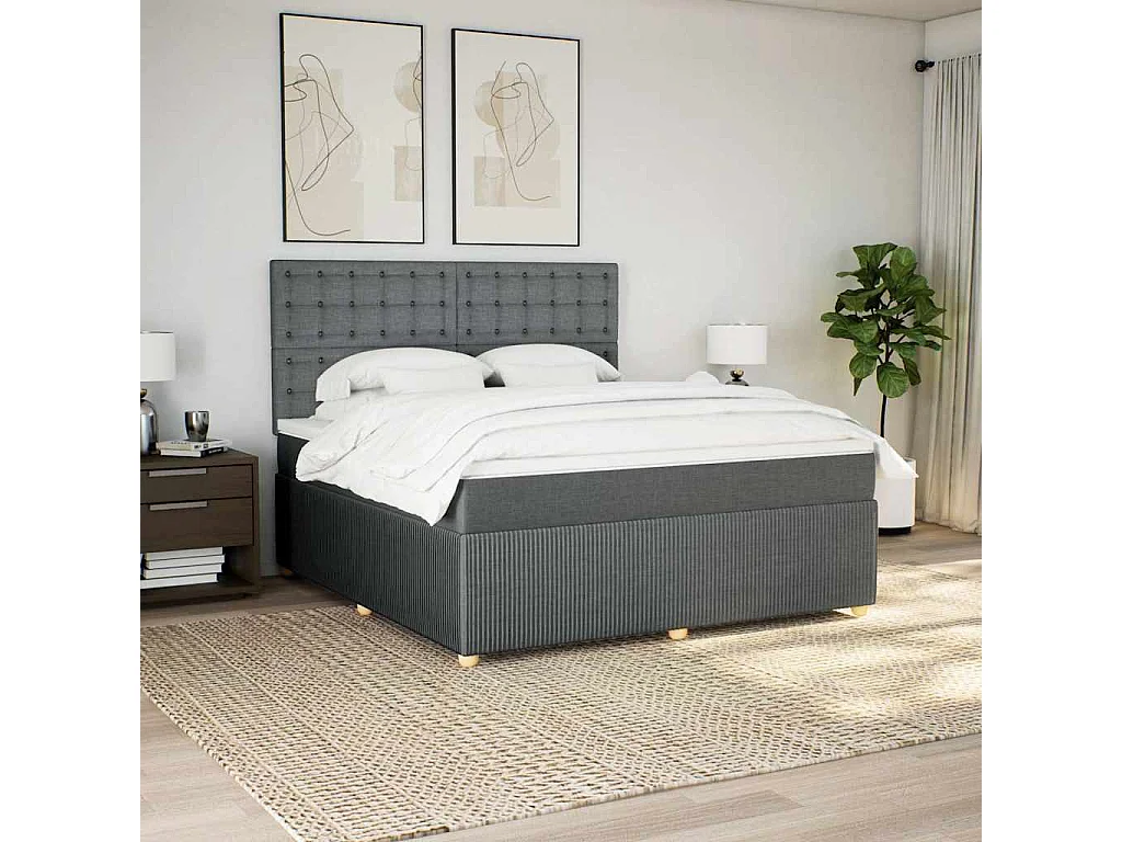 Boxspringbett mit Matratze Dunkelgrau 180x200 cm Stoff
