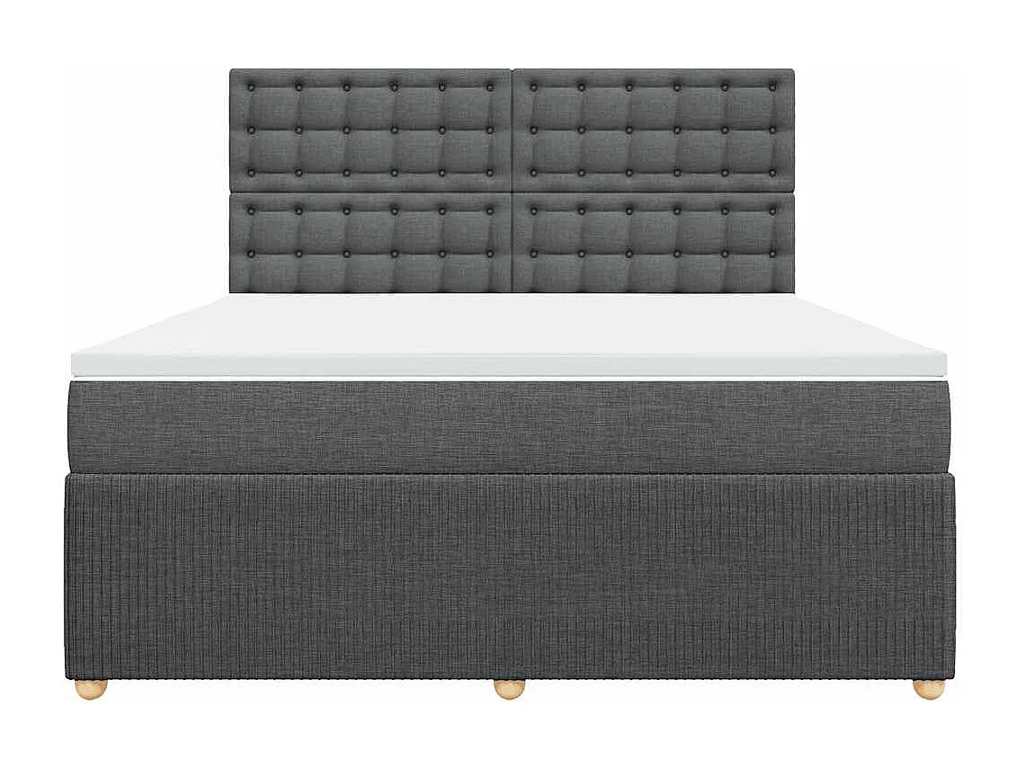 Cama box spring con colchón tela gris oscuro 180x200 cm