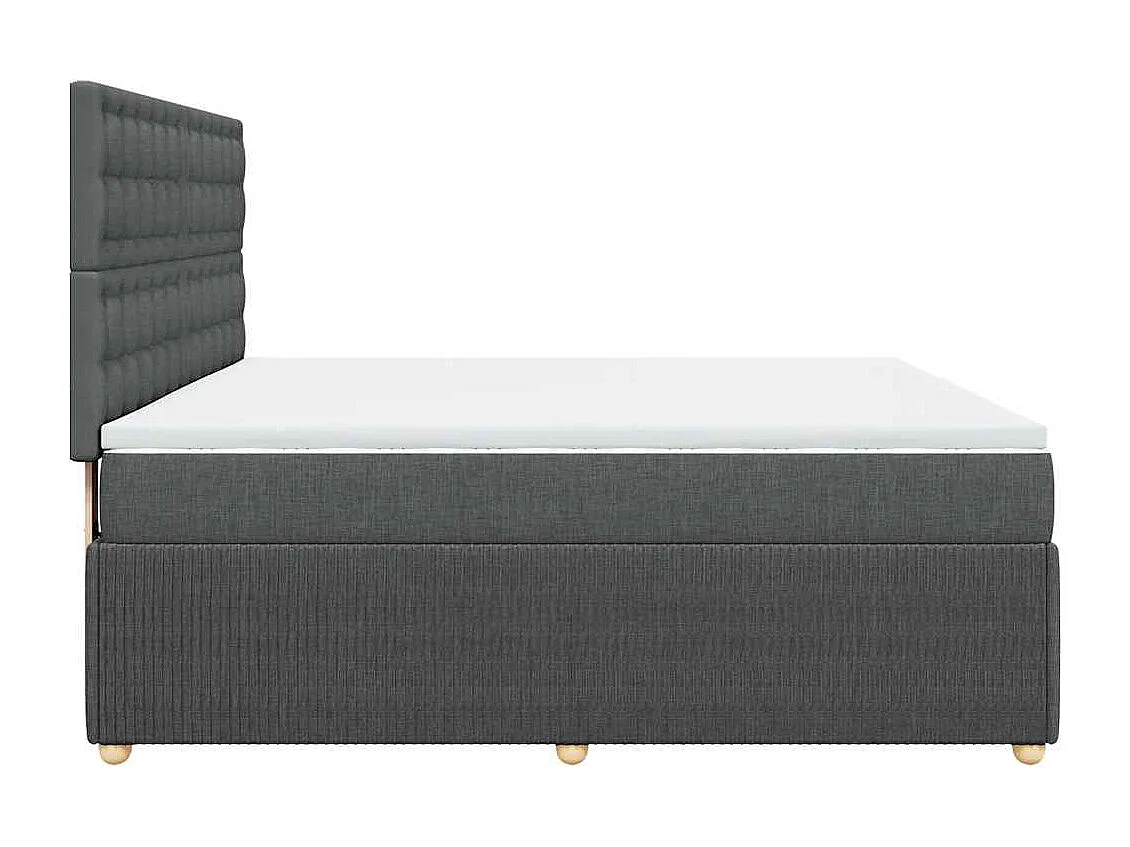 Cama box spring con colchón tela gris oscuro 180x200 cm