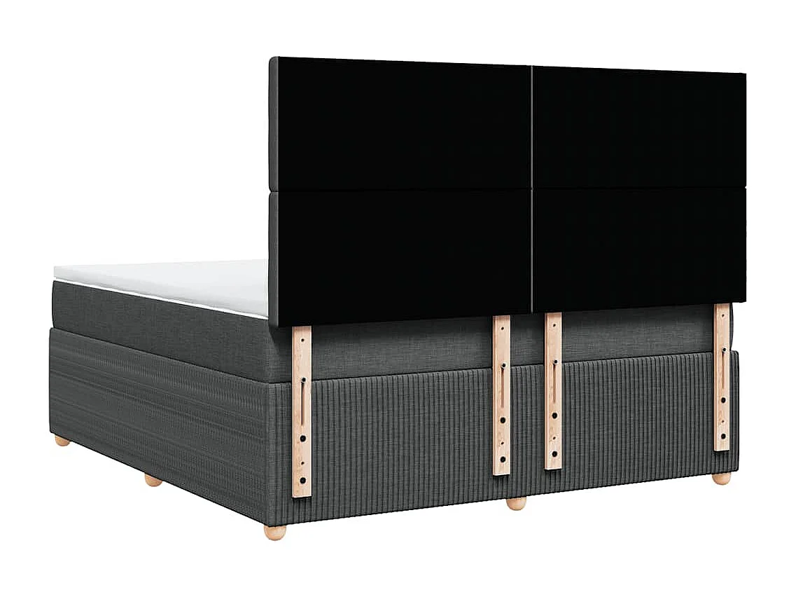 Cama box spring con colchón tela gris oscuro 180x200 cm