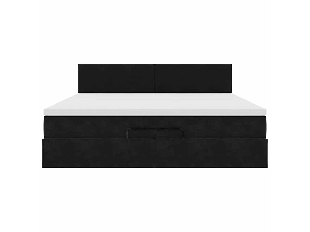 Ottoman-Bett mit Matratze & LEDs Schwarz 160x200 cm Samt