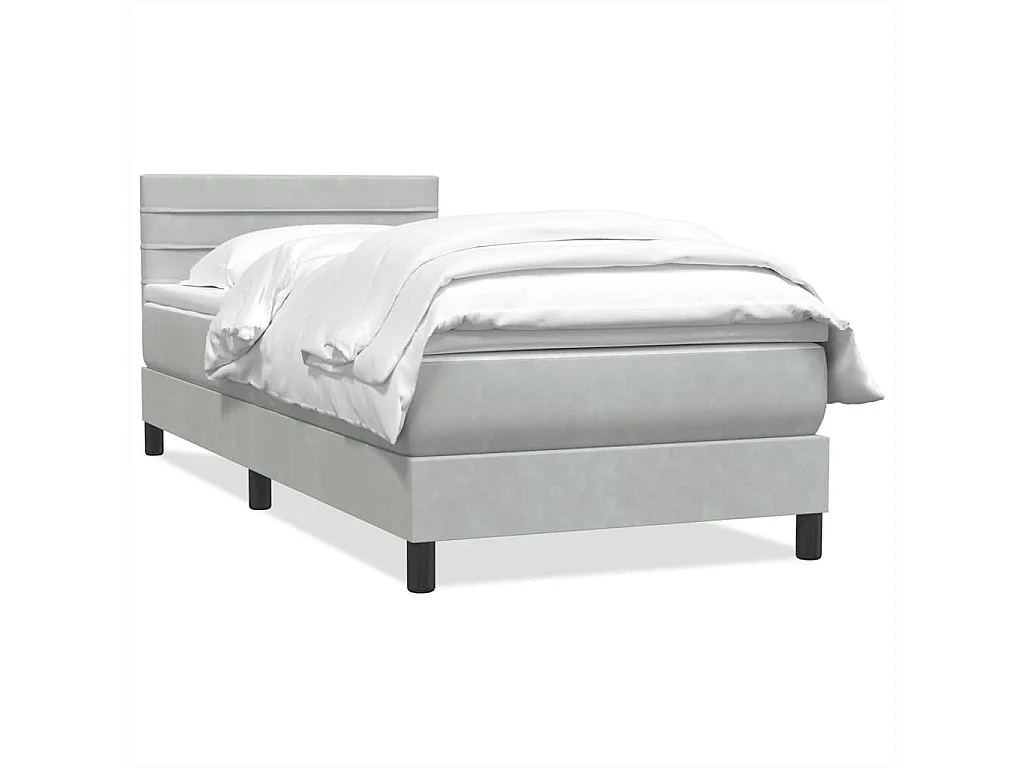 Sommier à lattes de lit et matelas gris clair 90x220 cm velours