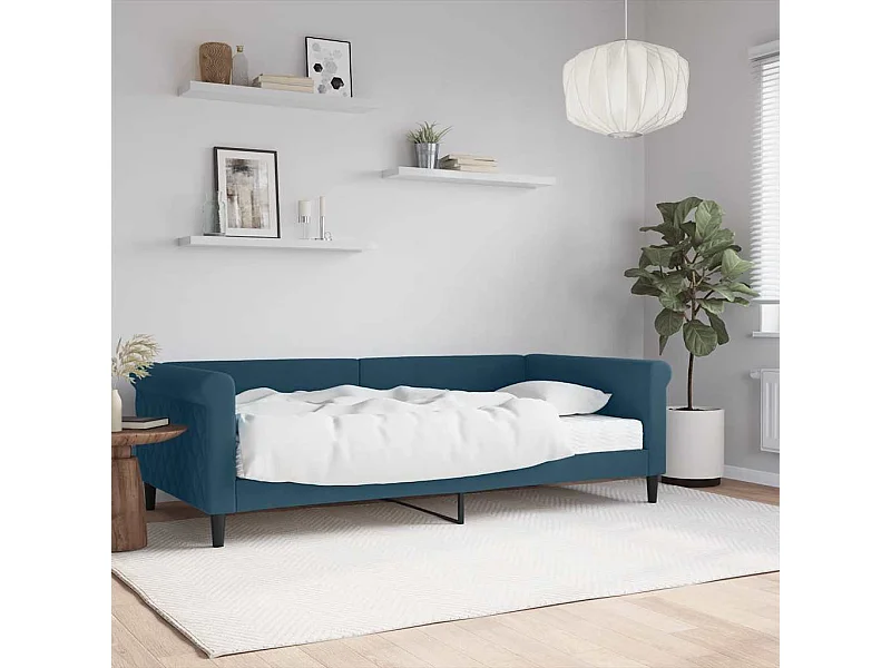 Slaapbank met matras 100x200 cm fluweel blauw