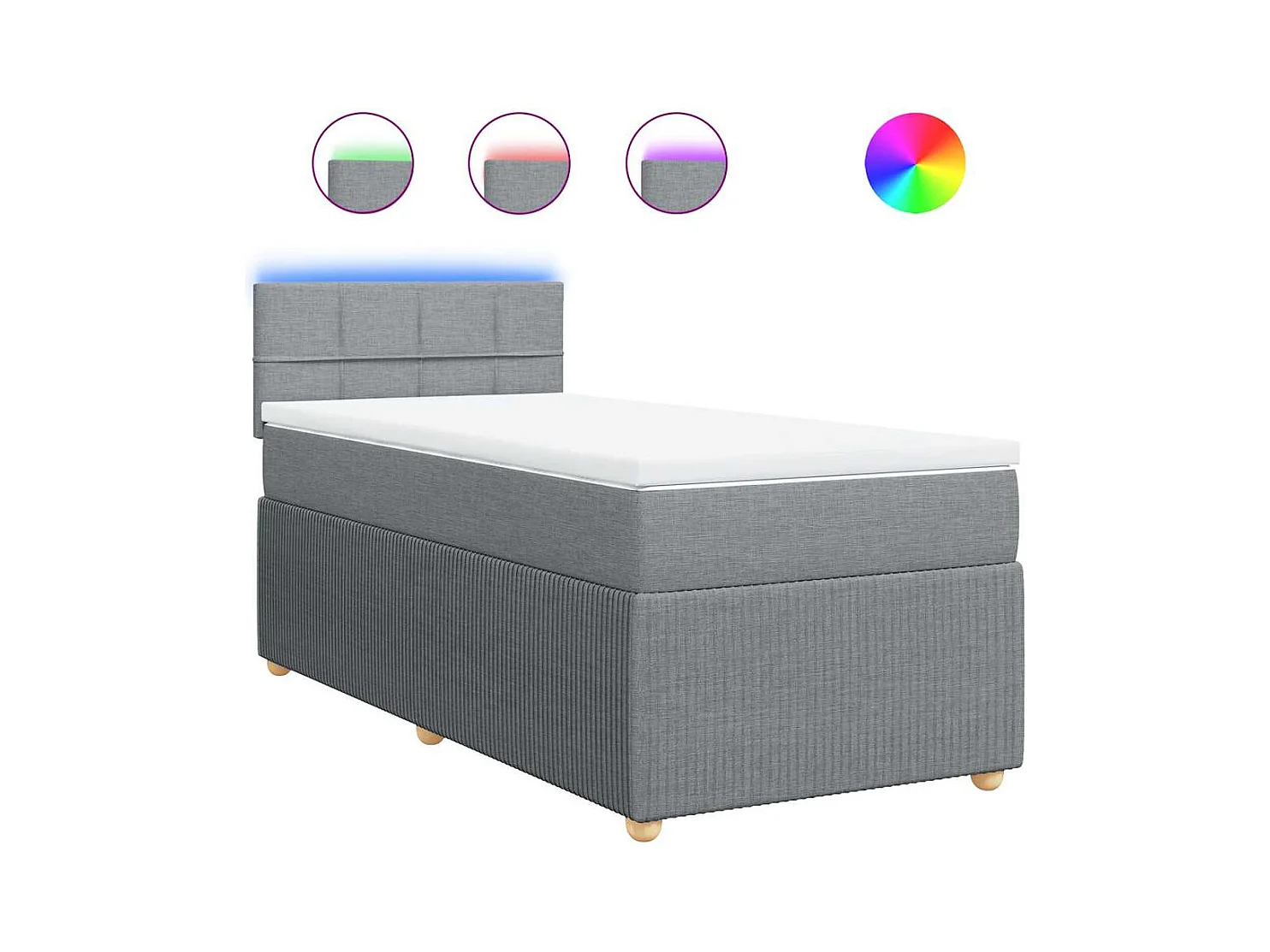 Sommier à lattes de lit avec matelas Gris clair 90x200 cm Tissu
