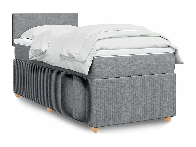 Sommier à lattes de lit avec matelas Gris clair 90x200 cm Tissu