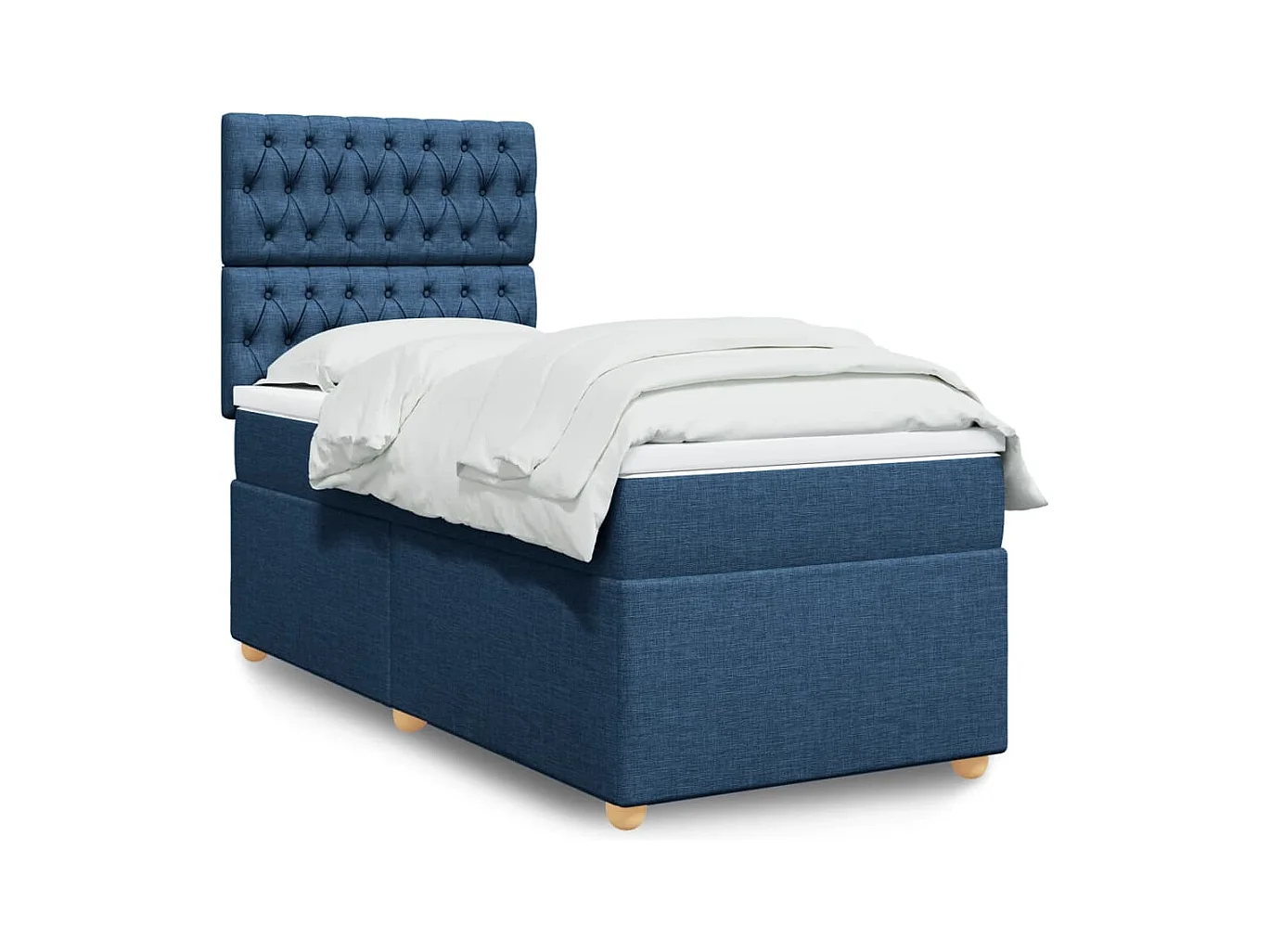 Boxspringbett mit Matratze Blau 90x200 cm Stoff