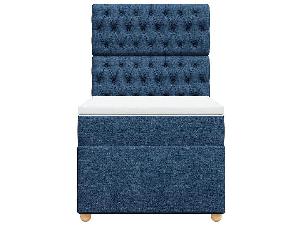 Cama box spring con colchón tela azul 90x200 cm