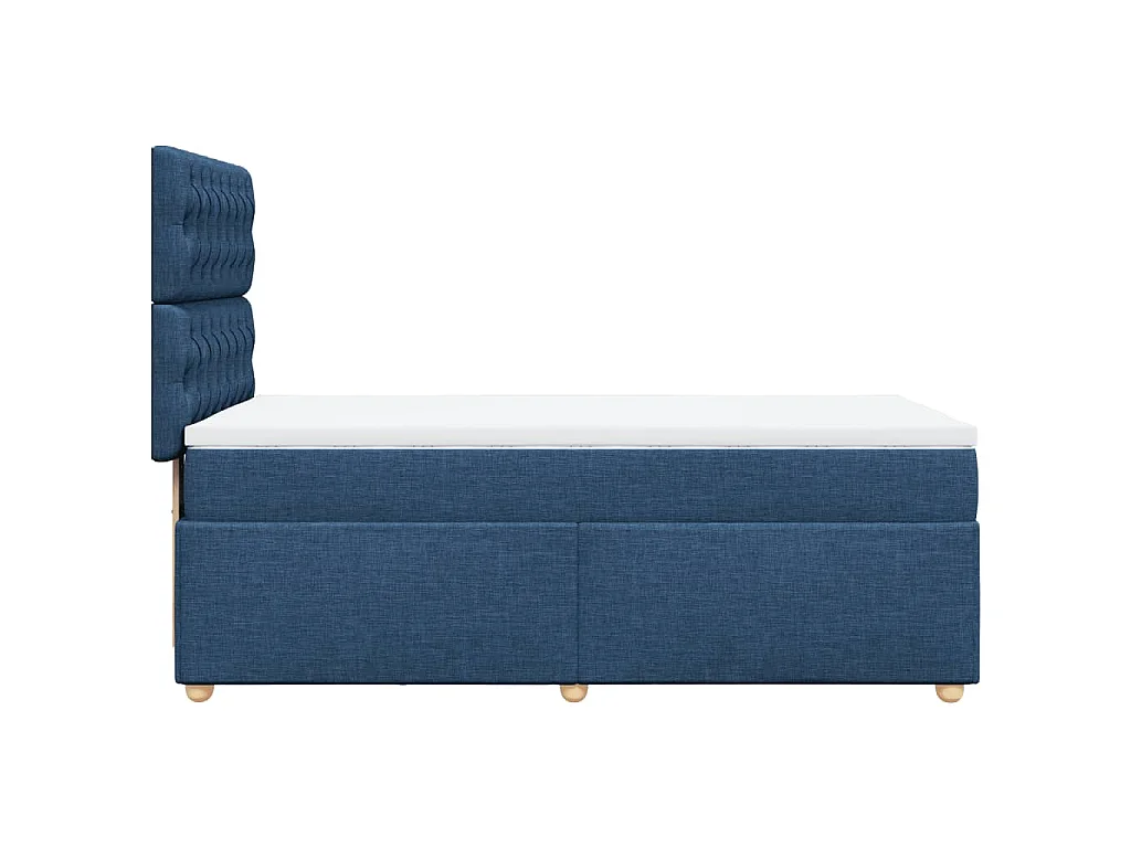 Cama box spring con colchón tela azul 90x200 cm