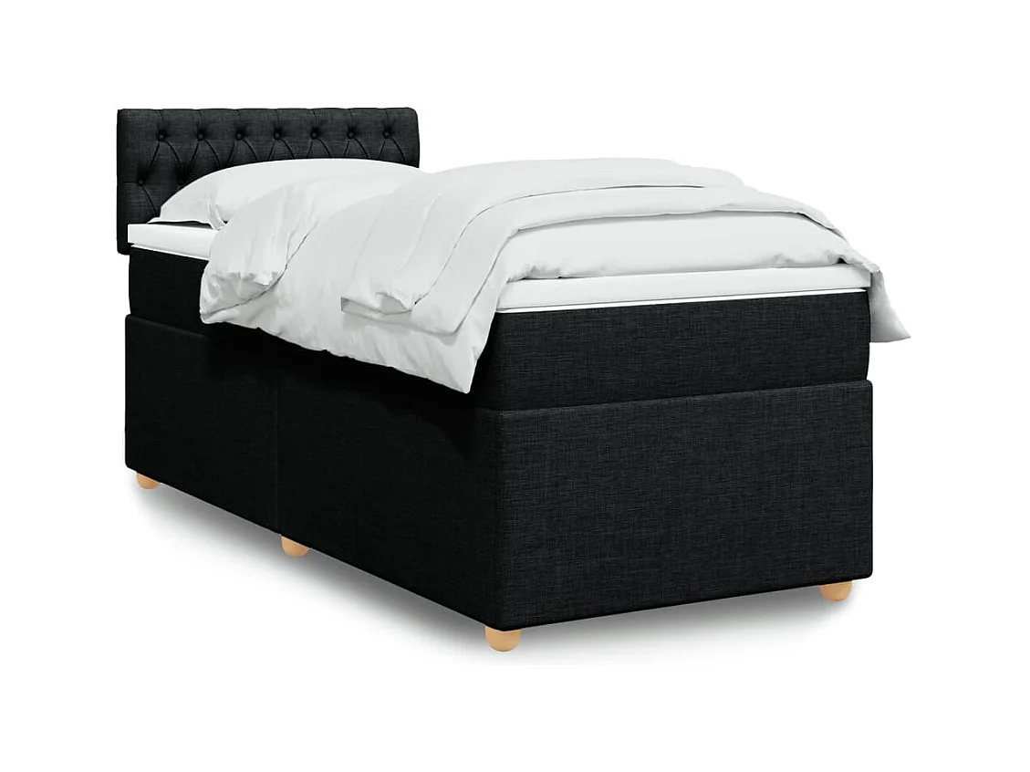 Boxspringbett mit Matratze Schwarz 100x200 cm Stoff
