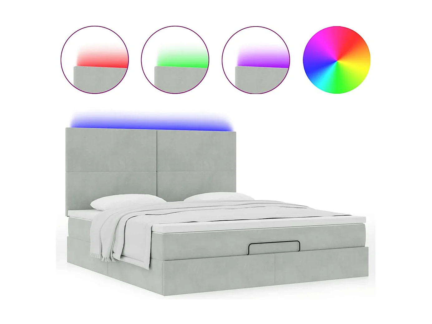 Struttura Letto Pouf con Materassi 160x200 cm in Velluto