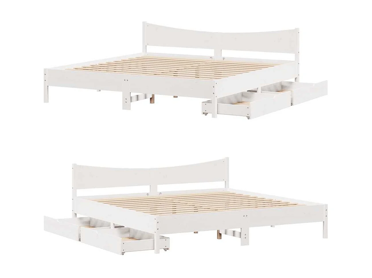 Bedframe met lades massief grenenhout wit 180x200 cm