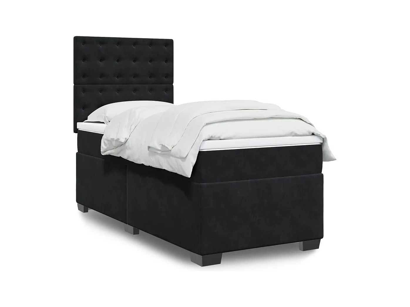 Sommier à lattes de lit avec matelas Noir 90x200 cm Velours