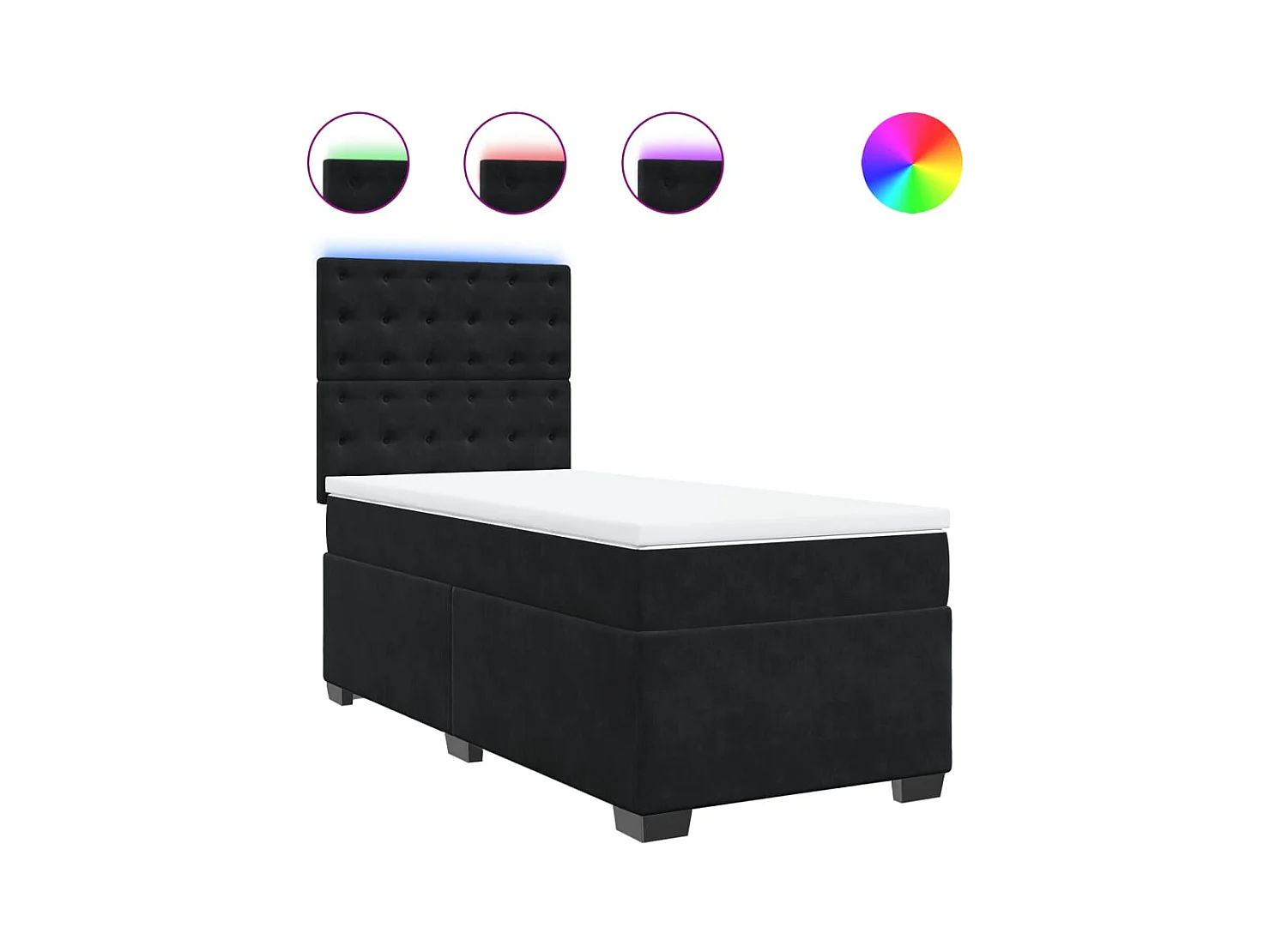 Sommier à lattes de lit avec matelas Noir 90x200 cm Velours