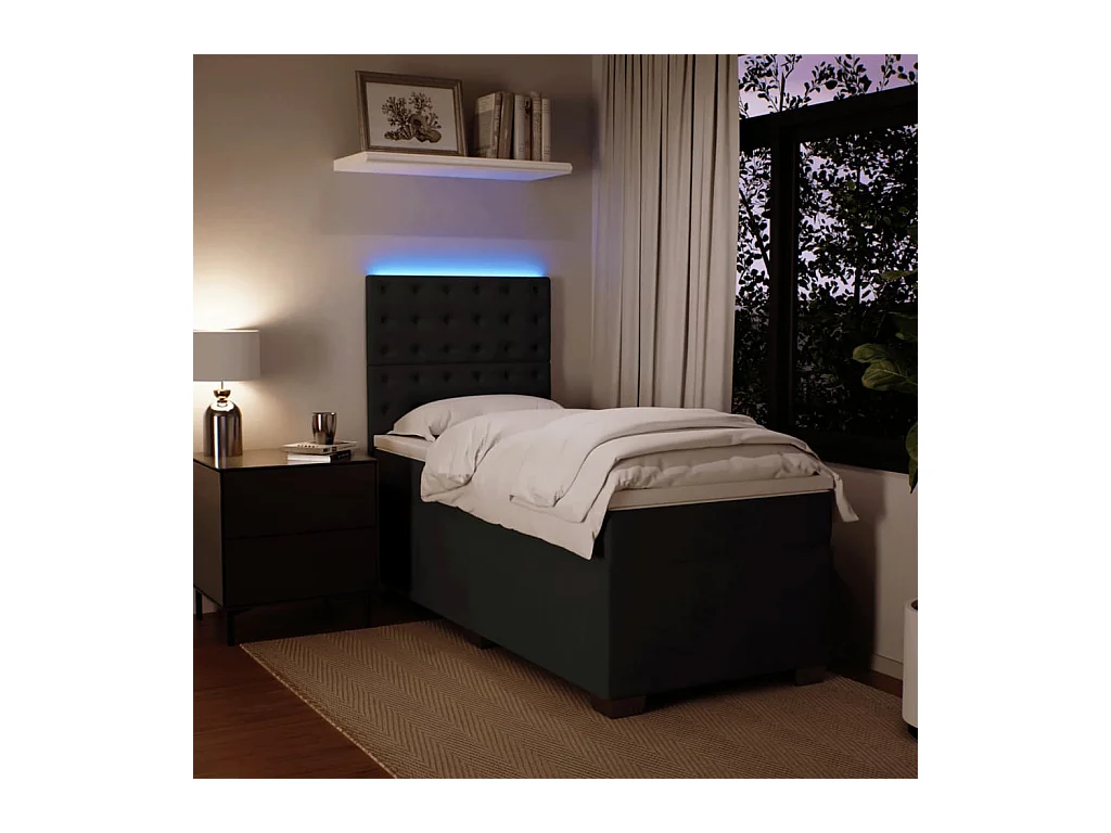 Sommier à lattes de lit avec matelas Noir 90x200 cm Velours