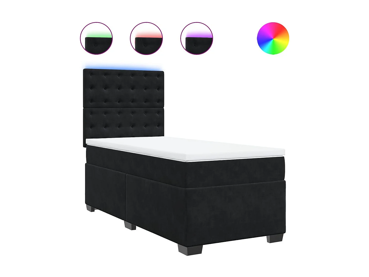 Boxspringbett mit Matratze Schwarz 90x200 cm Samt