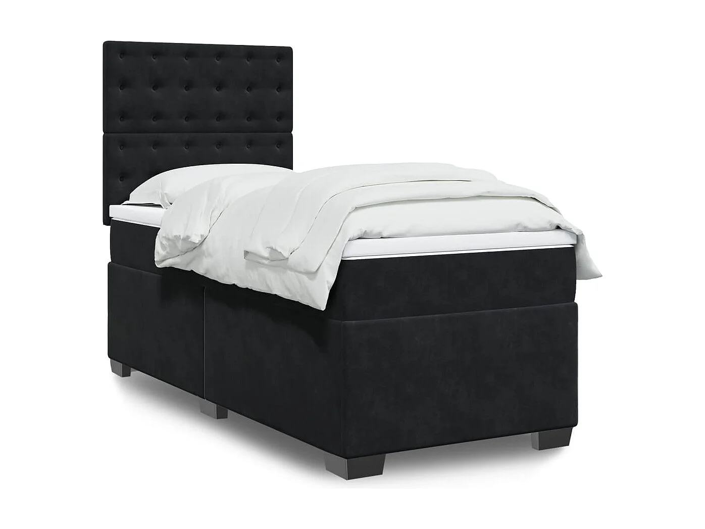Boxspringbett mit Matratze Schwarz 90x200 cm Samt
