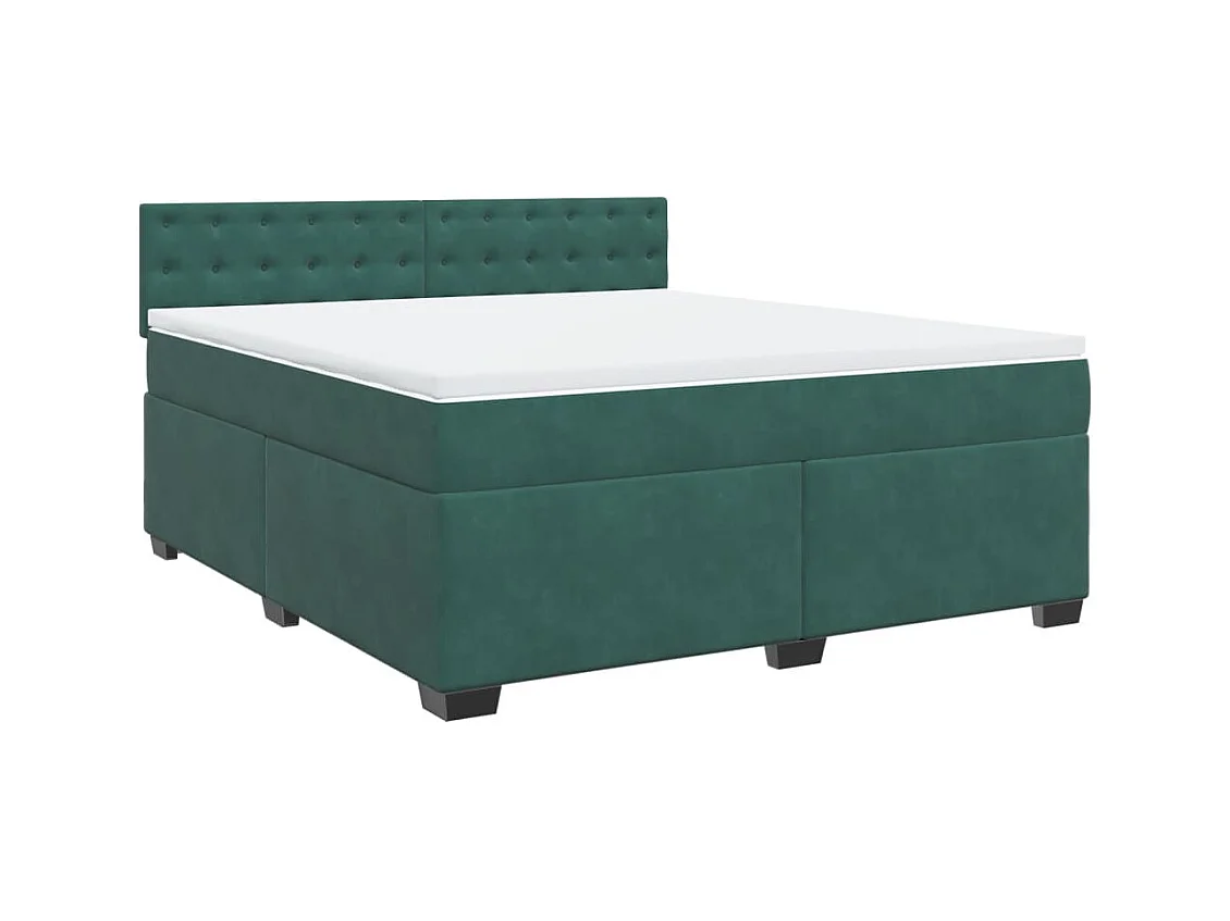 Boxspringbett mit Matratze Dunkelgrün 180x200 cm Samt